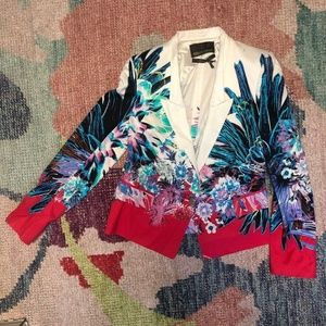 NEW Roberto Cavalli Printed Twill Jacket, 42 6